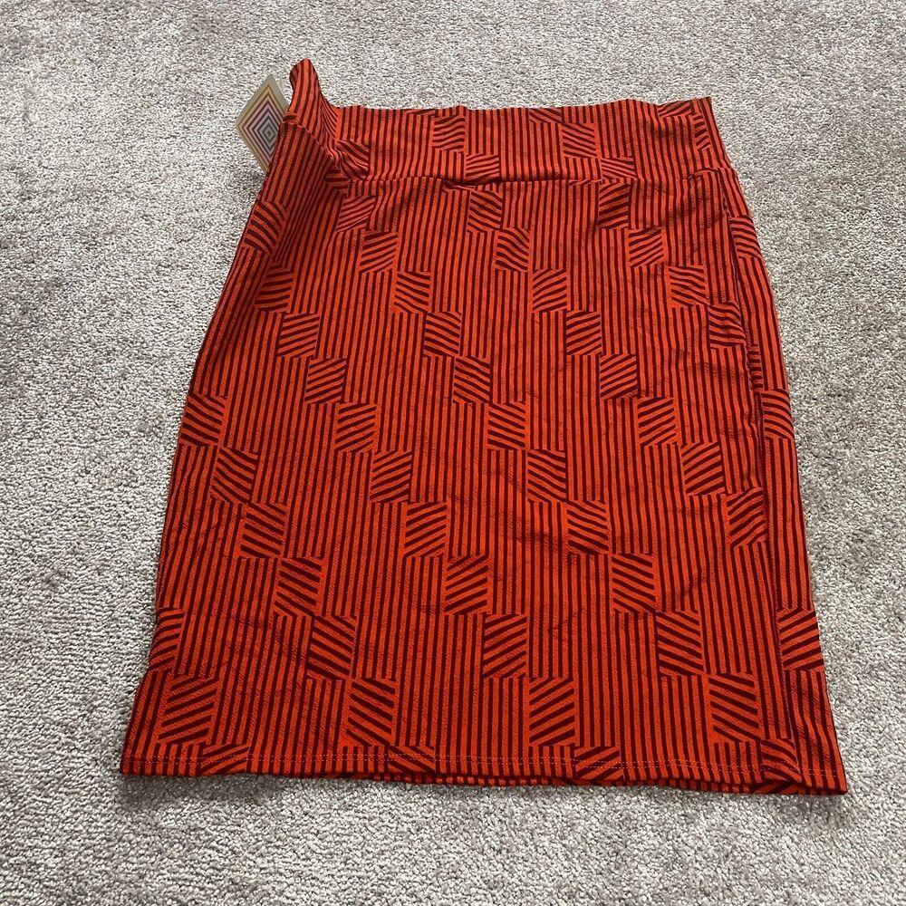 LulaRoe Pencil Straight Skirt Womens 3XL Red Geometric Stretch Pull On NWT New